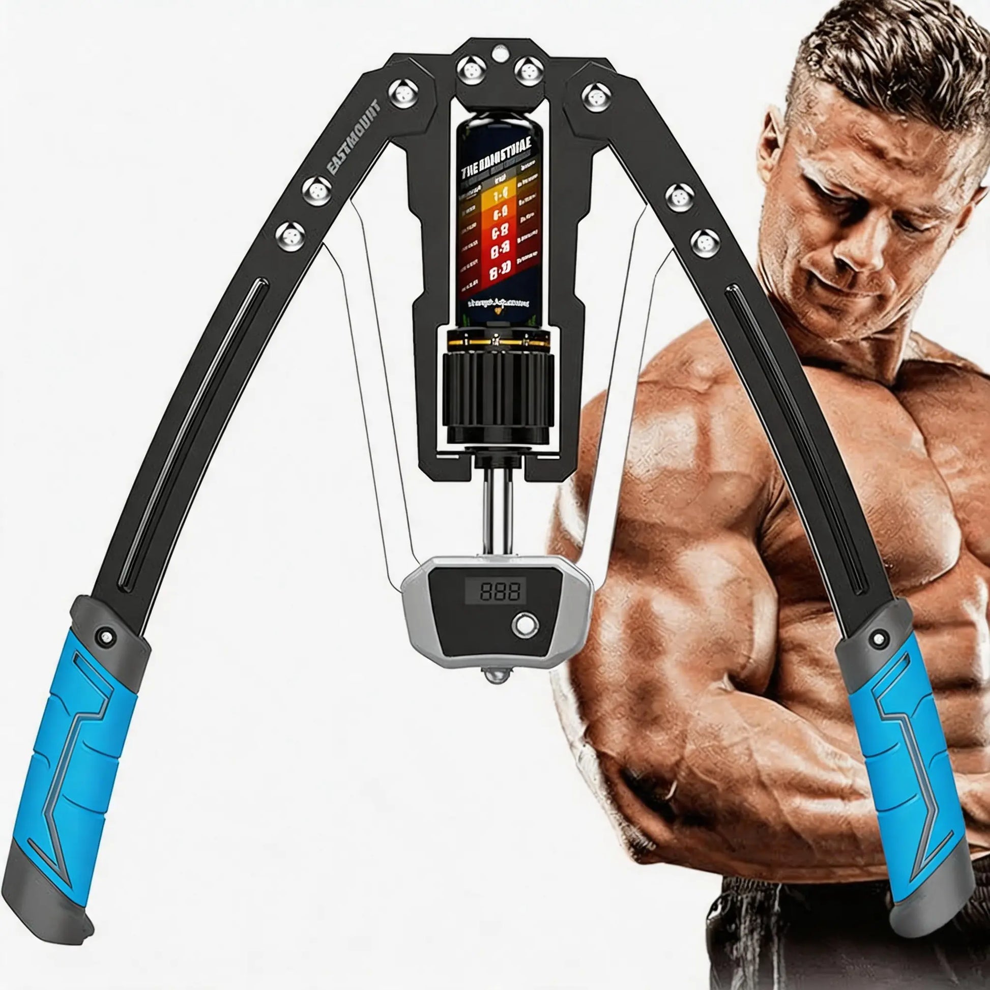 Hydraulic Arm Trainer with Counter, Strength Chest Trainer, Adjustable Chest Trainer, 10-200Kg Hydraulic Arm Trainer, Micro-Bounce, Triangular Structure - Suitable for Training Chest, Shoulder, Back and Arm Muscles at Home Multi-Functional Power Rack Camp